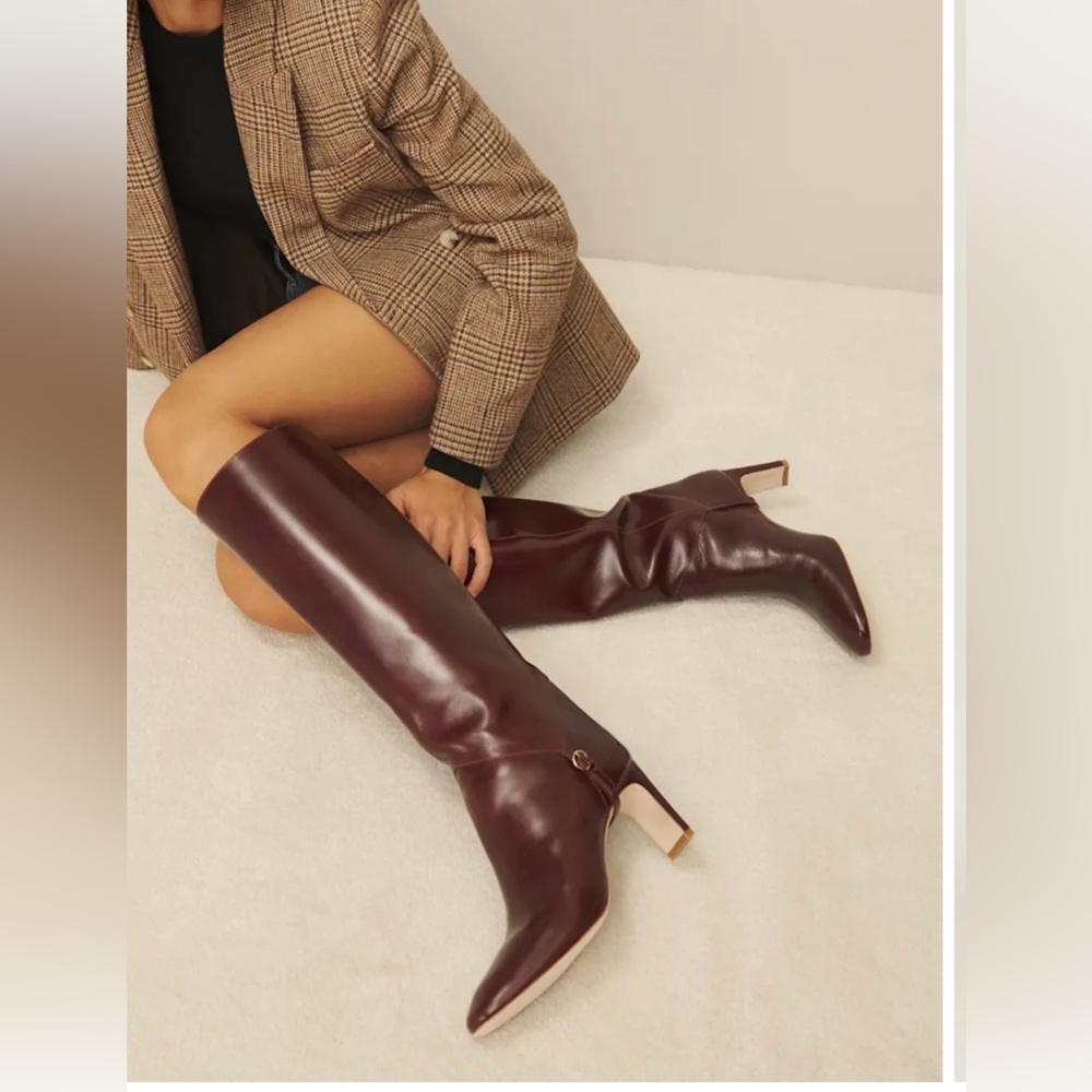 Reformation Burgundy Heeled Boots